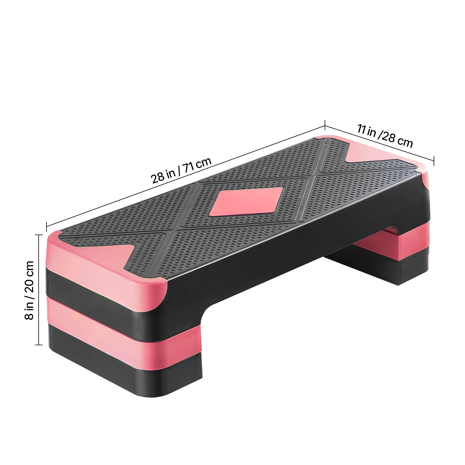 Aerobic Exercise Step Platform Height Adjustable Workout Stepper 4 Riser Red_voghion.com
